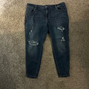 Maurices Dark Blue Distressed Skinny Jeans